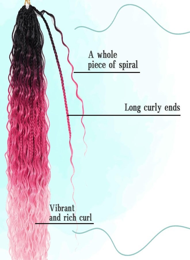 Liyate Goddess Box Braids Crochet Hair Ombre Pink Boho Crochet Braids 24 Inch 7 Packs Bohemian Crochet Braids with Curly Ends Knotless Box Braids Crochet Braiding Hair Extensions, 1B/Rosy/Pink - Image 4